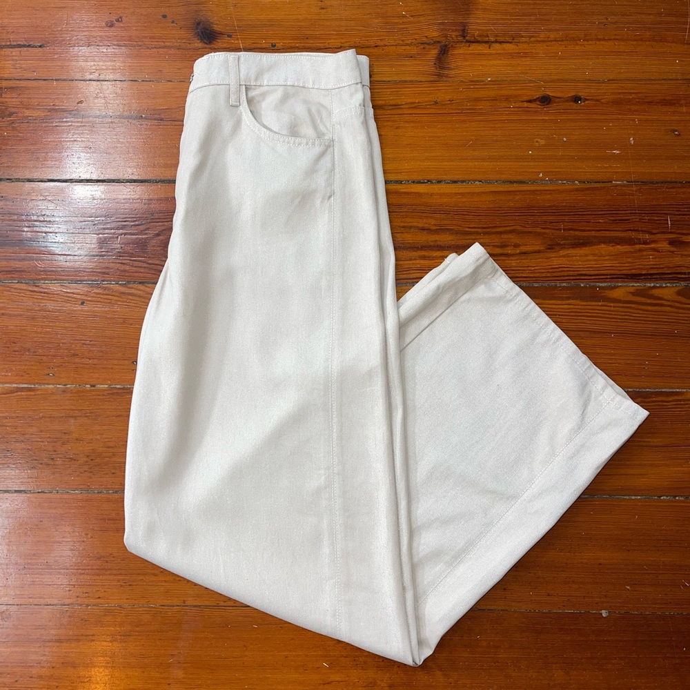 Zara Baggy Wide Leg High Rise Lyocell Pants Shimmer Size 10 🍄 - Picture 2 of 10